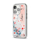 Custom Name Floral Bouquet iPhone 14 Pro Clear Tough Case Silver Angled Image