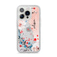 Custom Name Floral Bouquet iPhone 14 Pro Glitter Tough Case Silver