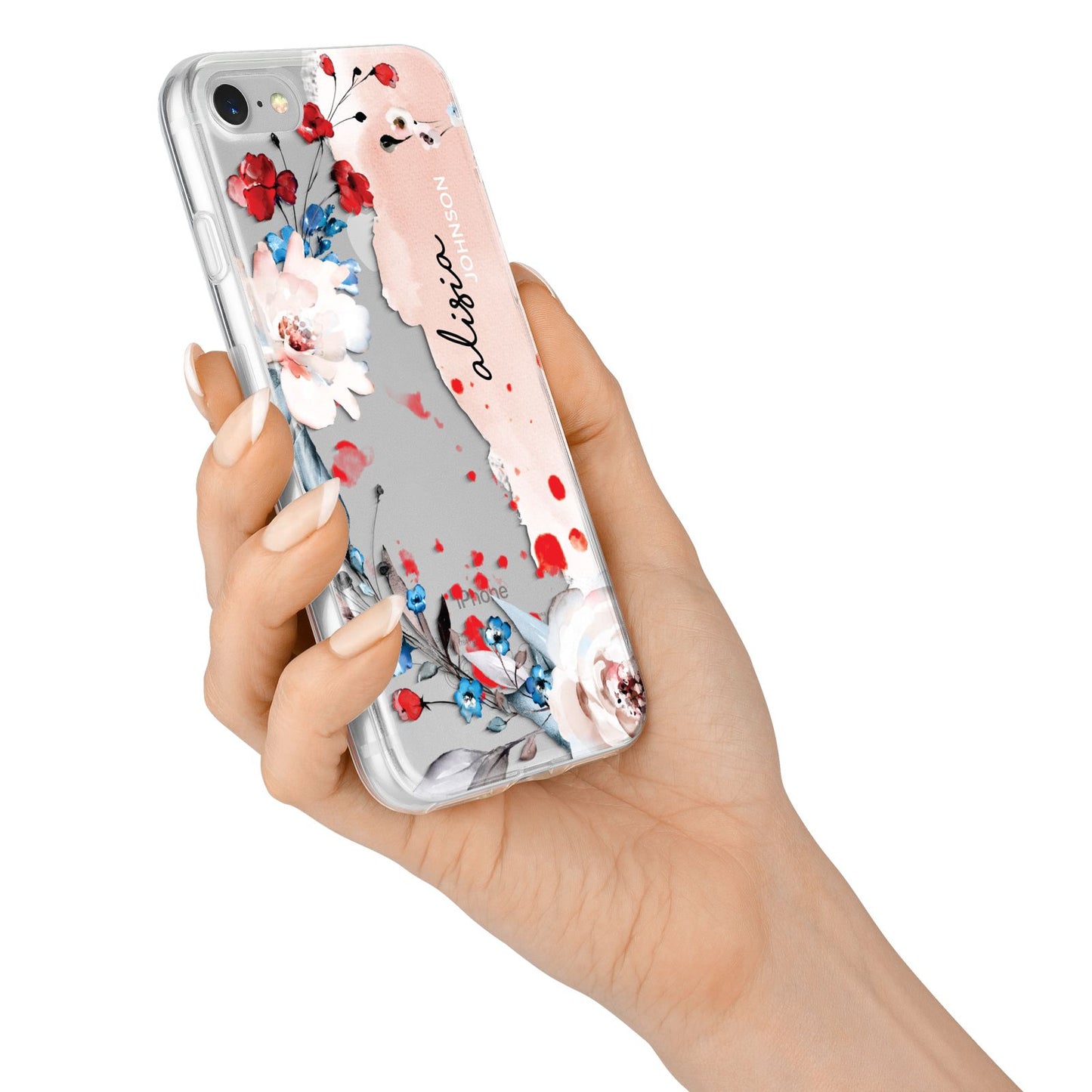 Custom Name Floral Bouquet iPhone 7 Bumper Case on Silver iPhone Alternative Image
