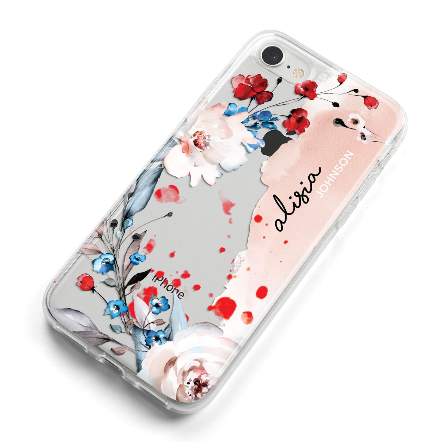 Custom Name Floral Bouquet iPhone 8 Bumper Case on Silver iPhone Alternative Image