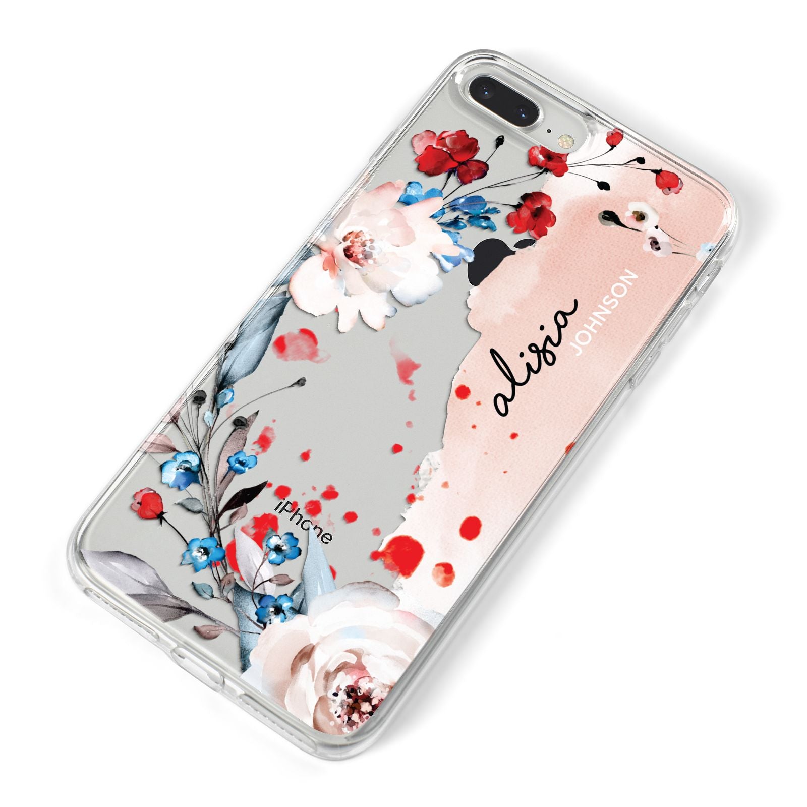 Custom Name Floral Bouquet iPhone 8 Plus Bumper Case on Silver iPhone Alternative Image