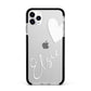 Custom Name Heart Apple iPhone 11 Pro Max in Silver with Black Impact Case