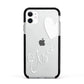 Custom Name Heart Apple iPhone 11 in White with Black Impact Case
