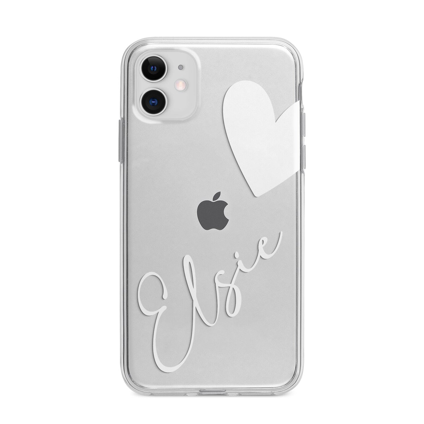 Custom Name Heart Apple iPhone 11 in White with Bumper Case