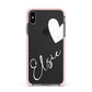 Custom Name Heart Apple iPhone Xs Max Impact Case Pink Edge on Black Phone