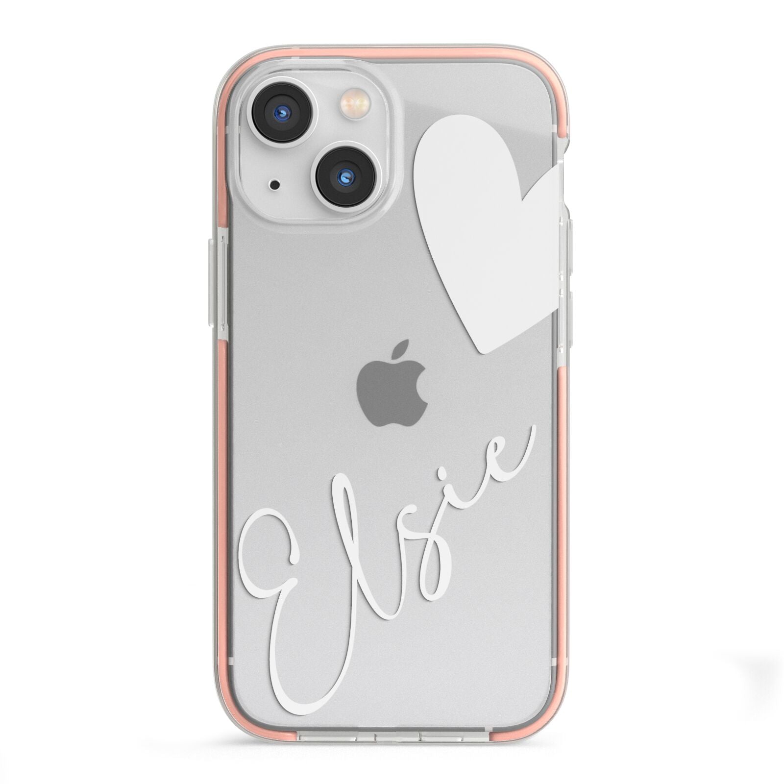 Custom Name Heart iPhone 13 Mini TPU Impact Case with Pink Edges