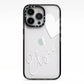 Custom Name Heart iPhone 13 Pro Black Impact Case on Silver phone