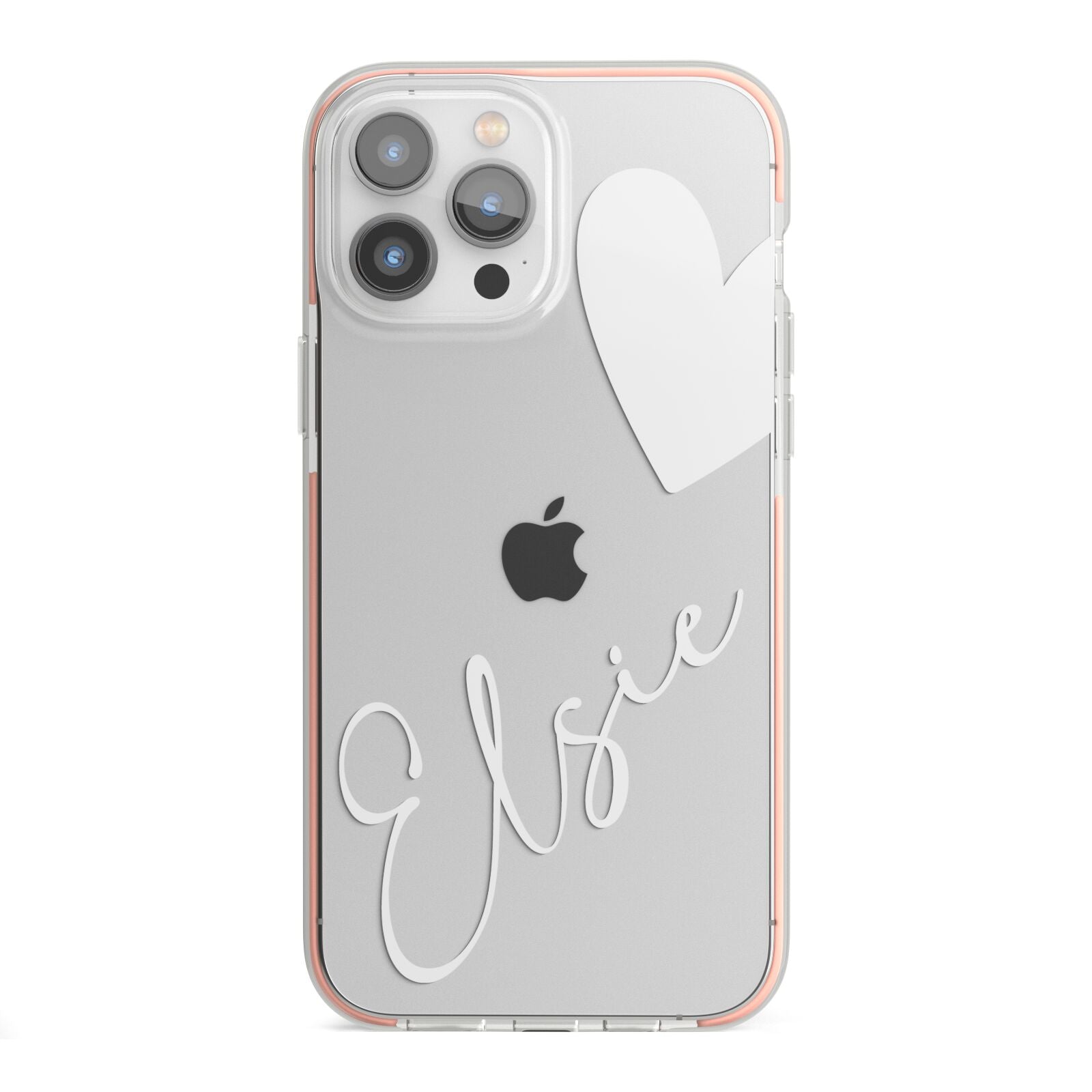 Custom Name Heart iPhone 13 Pro Max TPU Impact Case with Pink Edges