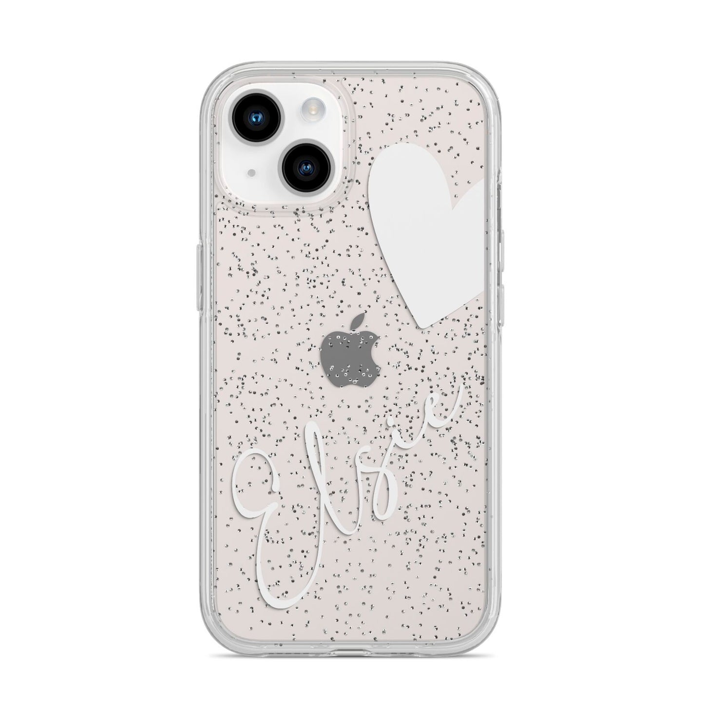 Custom Name Heart iPhone 14 Glitter Tough Case Starlight