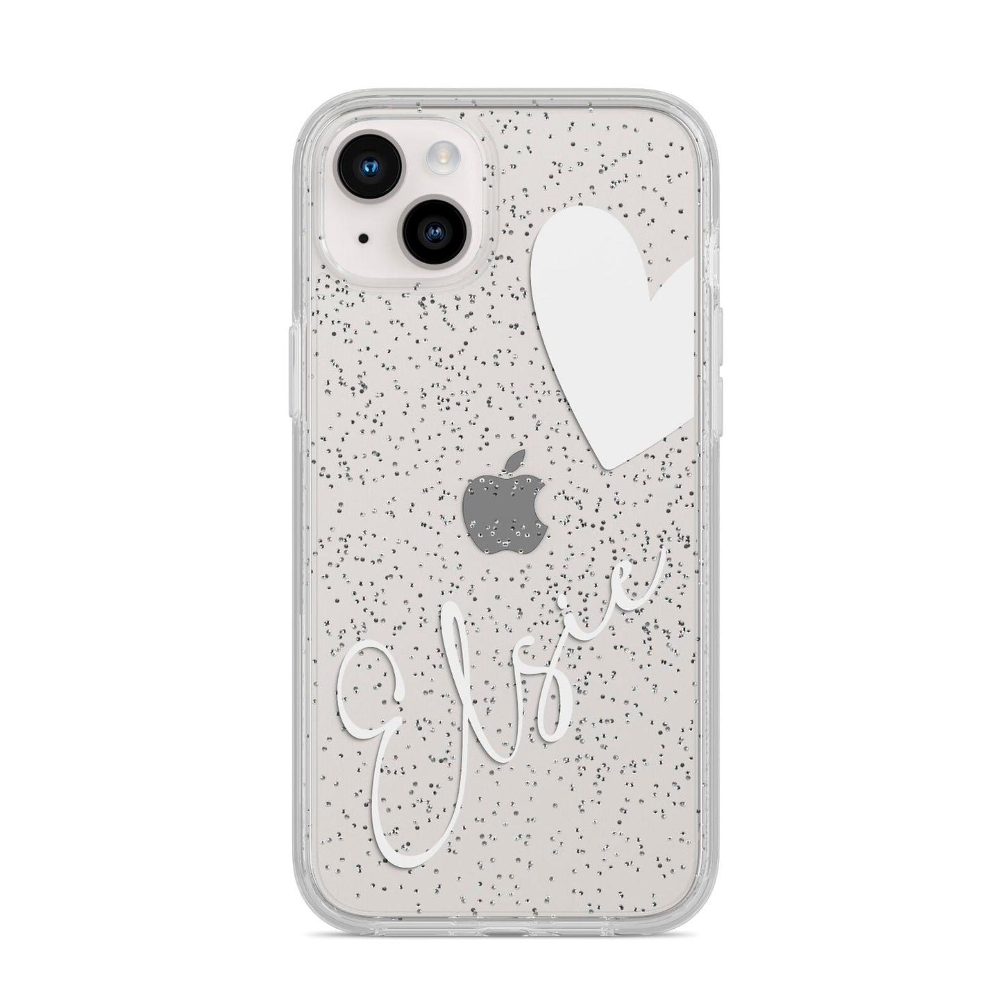 Custom Name Heart iPhone 14 Plus Glitter Tough Case Starlight