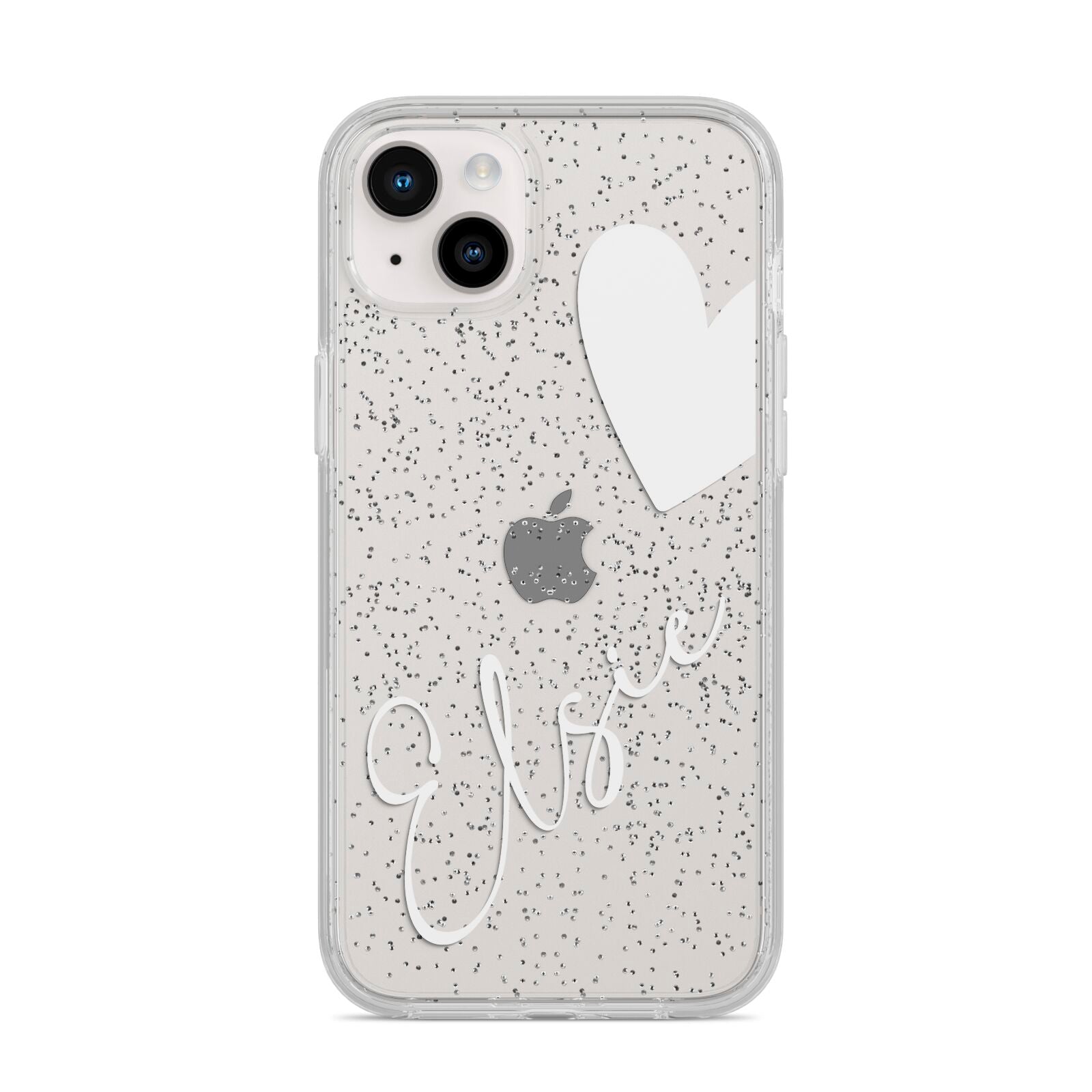 Custom Name Heart iPhone 14 Plus Glitter Tough Case Starlight