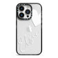 Custom Name Heart iPhone 14 Pro Black Impact Case on Silver phone