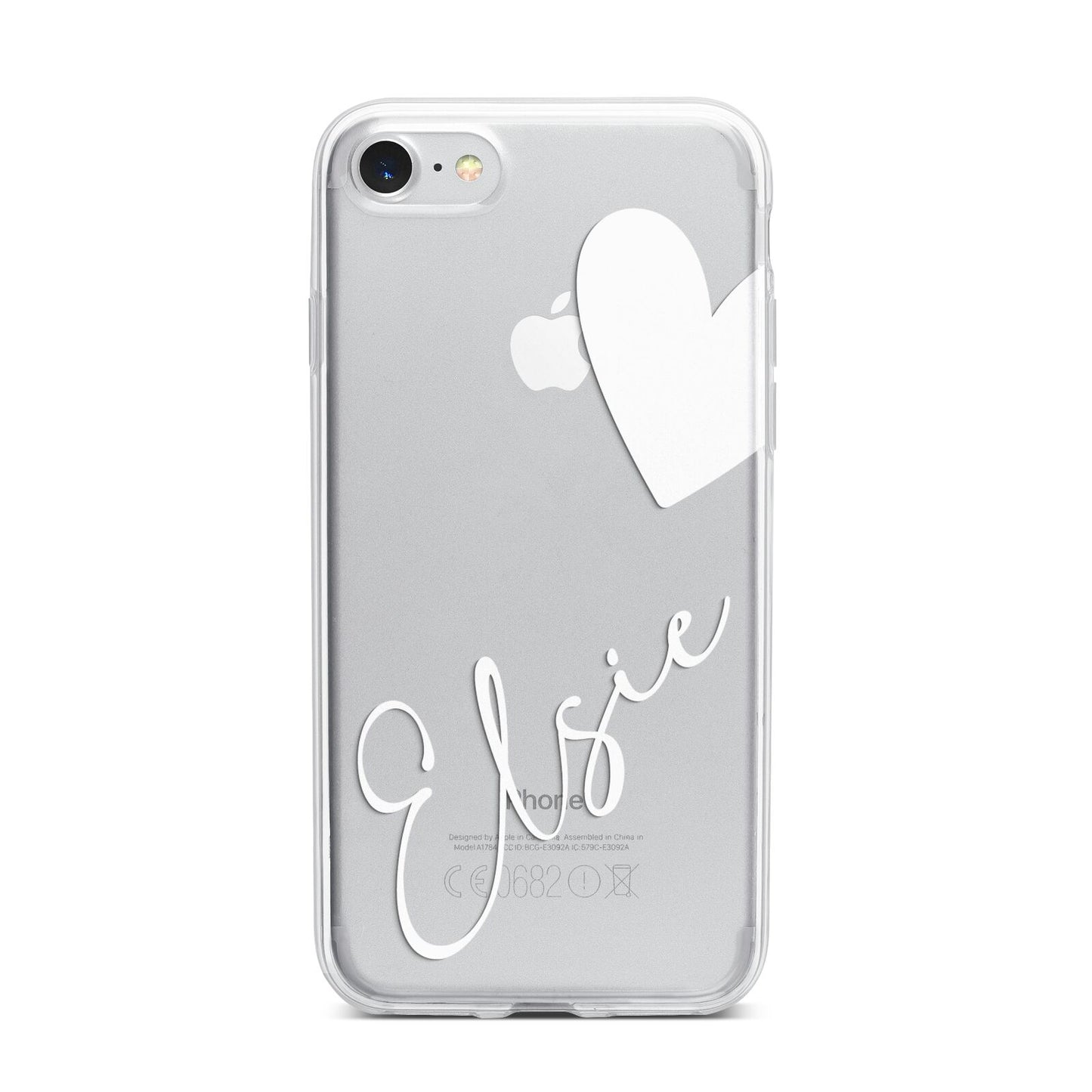 Custom Name Heart iPhone 7 Bumper Case on Silver iPhone