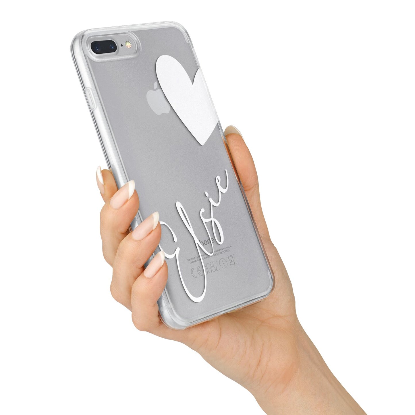 Custom Name Heart iPhone 7 Plus Bumper Case on Silver iPhone Alternative Image