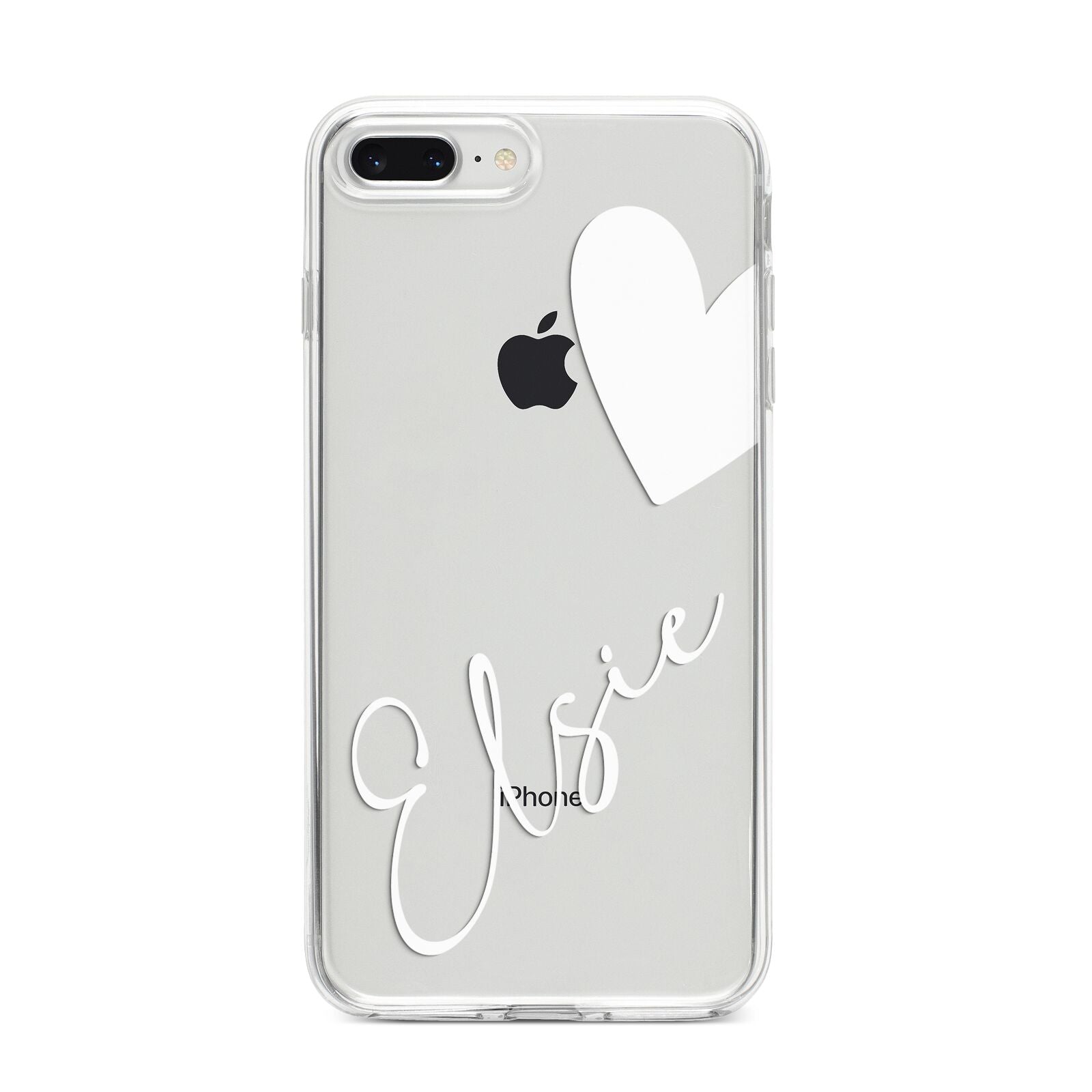 Custom Name Heart iPhone 8 Plus Bumper Case on Silver iPhone