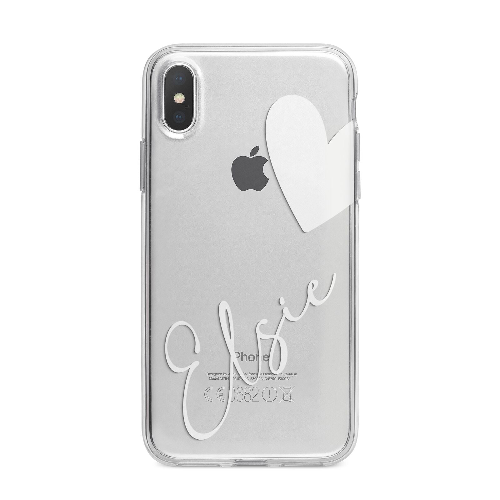 Custom Name Heart iPhone X Bumper Case on Silver iPhone Alternative Image 1