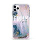 Custom Name Purple Gold Glitter Marble Apple iPhone 11 Pro Max in Silver with White Impact Case