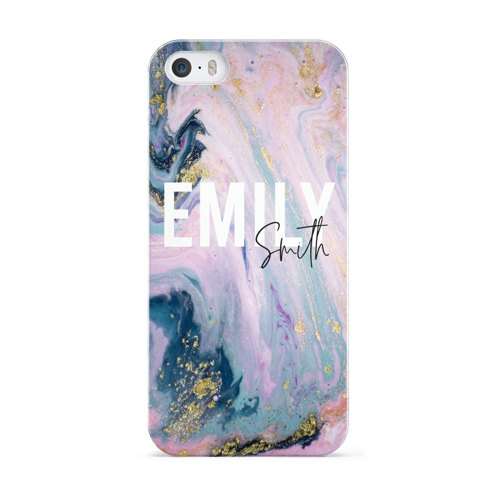 Custom Name Purple Gold Glitter Marble Apple iPhone 5 Case