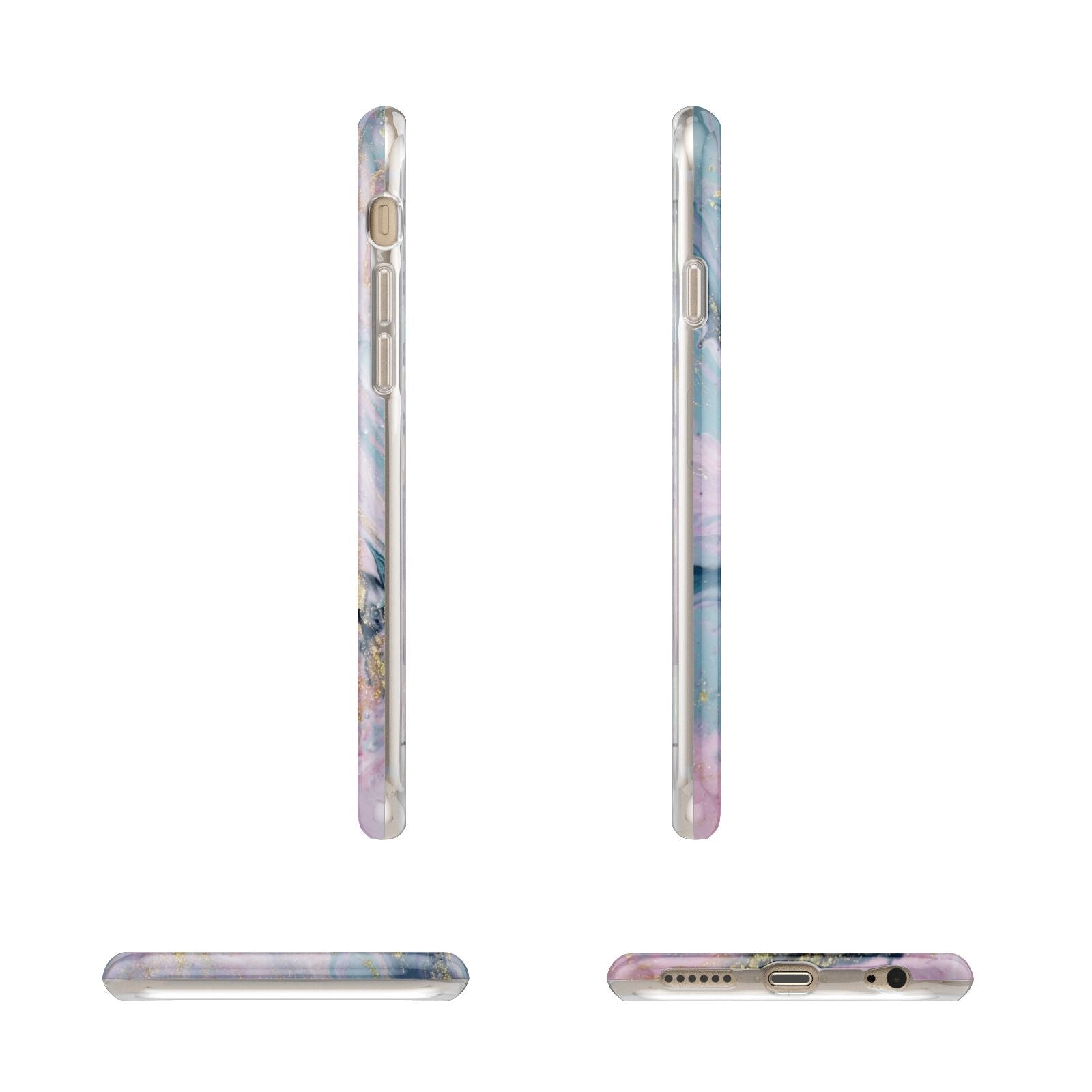 Custom Name Purple Gold Glitter Marble Apple iPhone 6 3D Wrap Tough Case Alternative Image Angles