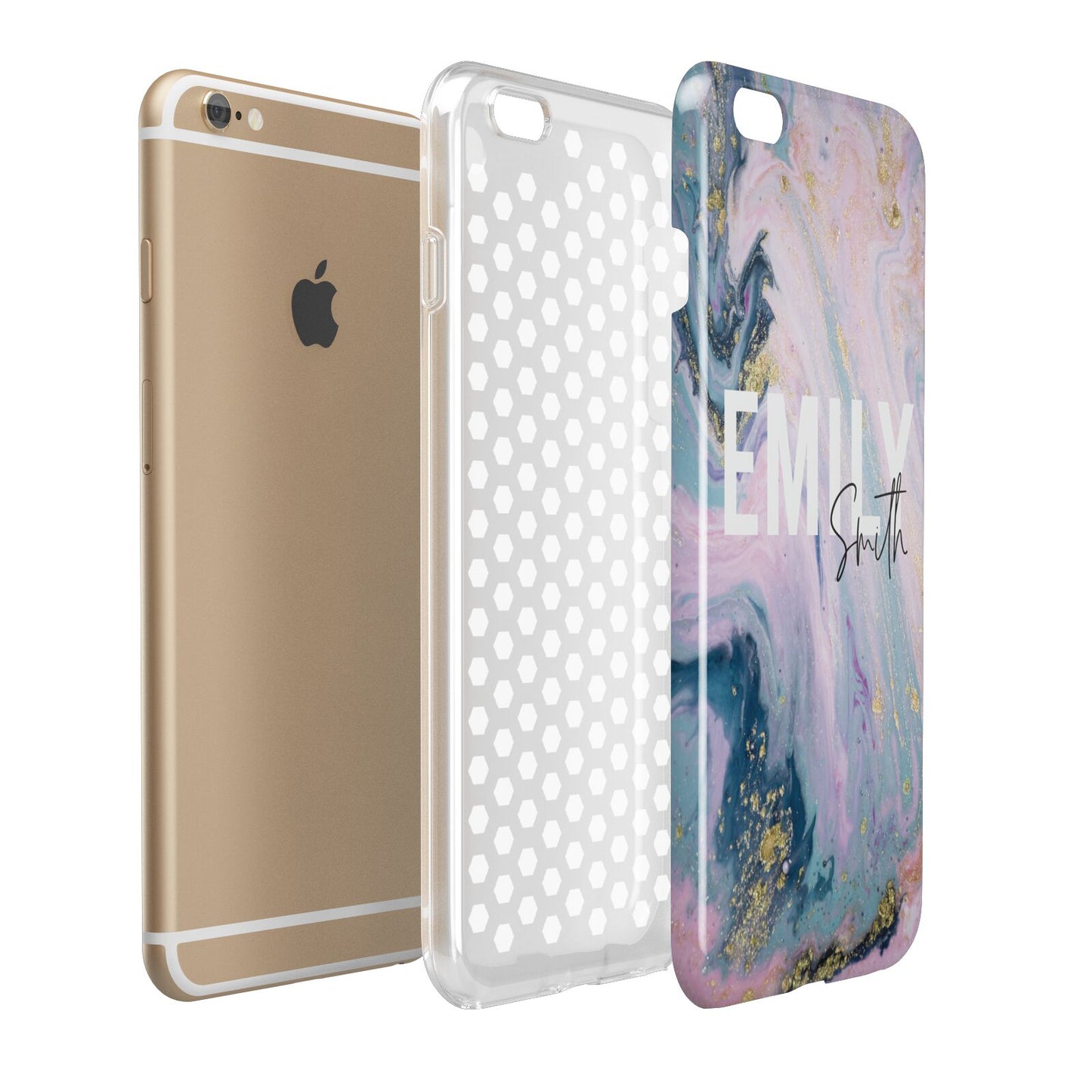 Custom Name Purple Gold Glitter Marble Apple iPhone 6 Plus 3D Tough Case Expand Detail Image