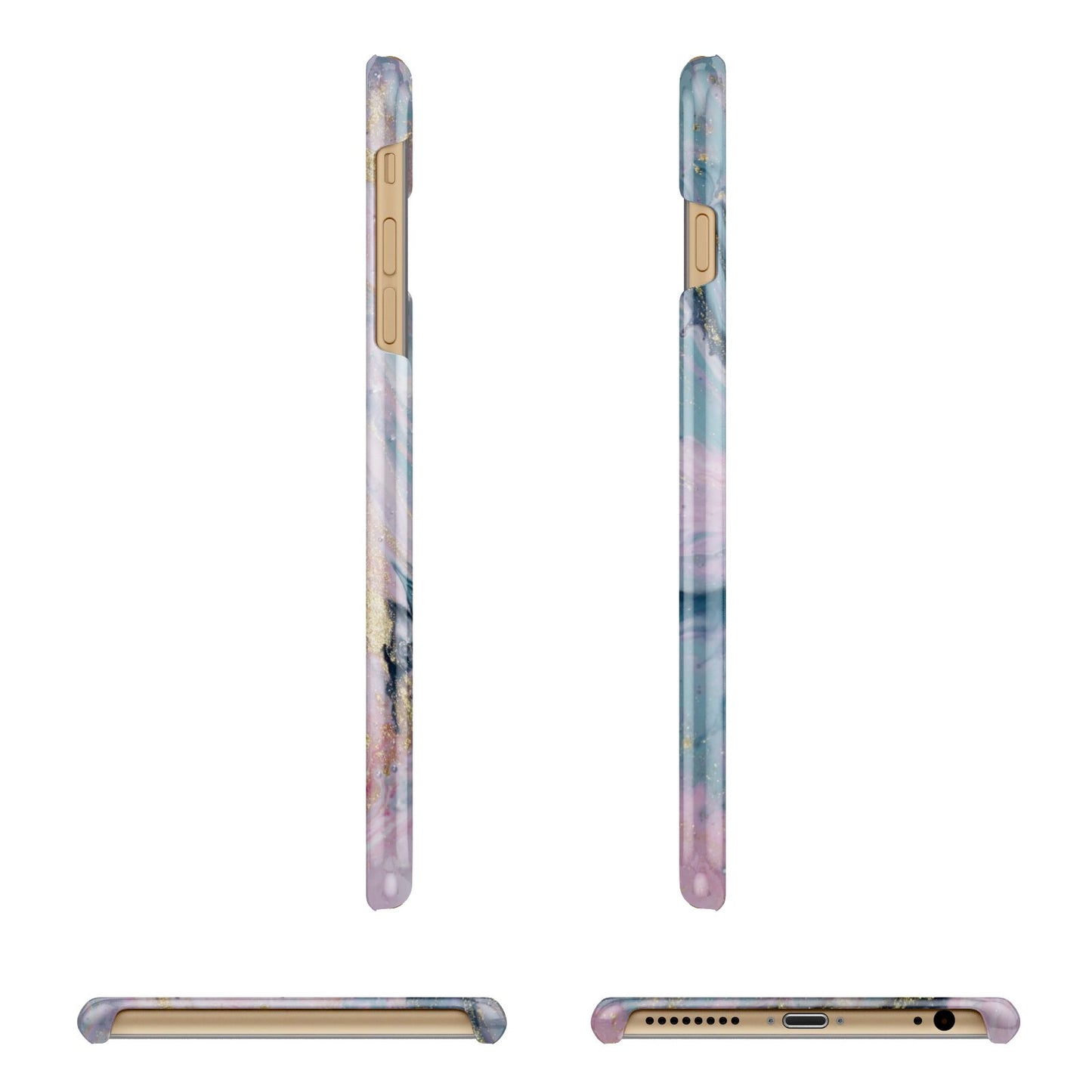 Custom Name Purple Gold Glitter Marble Apple iPhone 6 Plus 3D Wrap Snap Case Angled Images