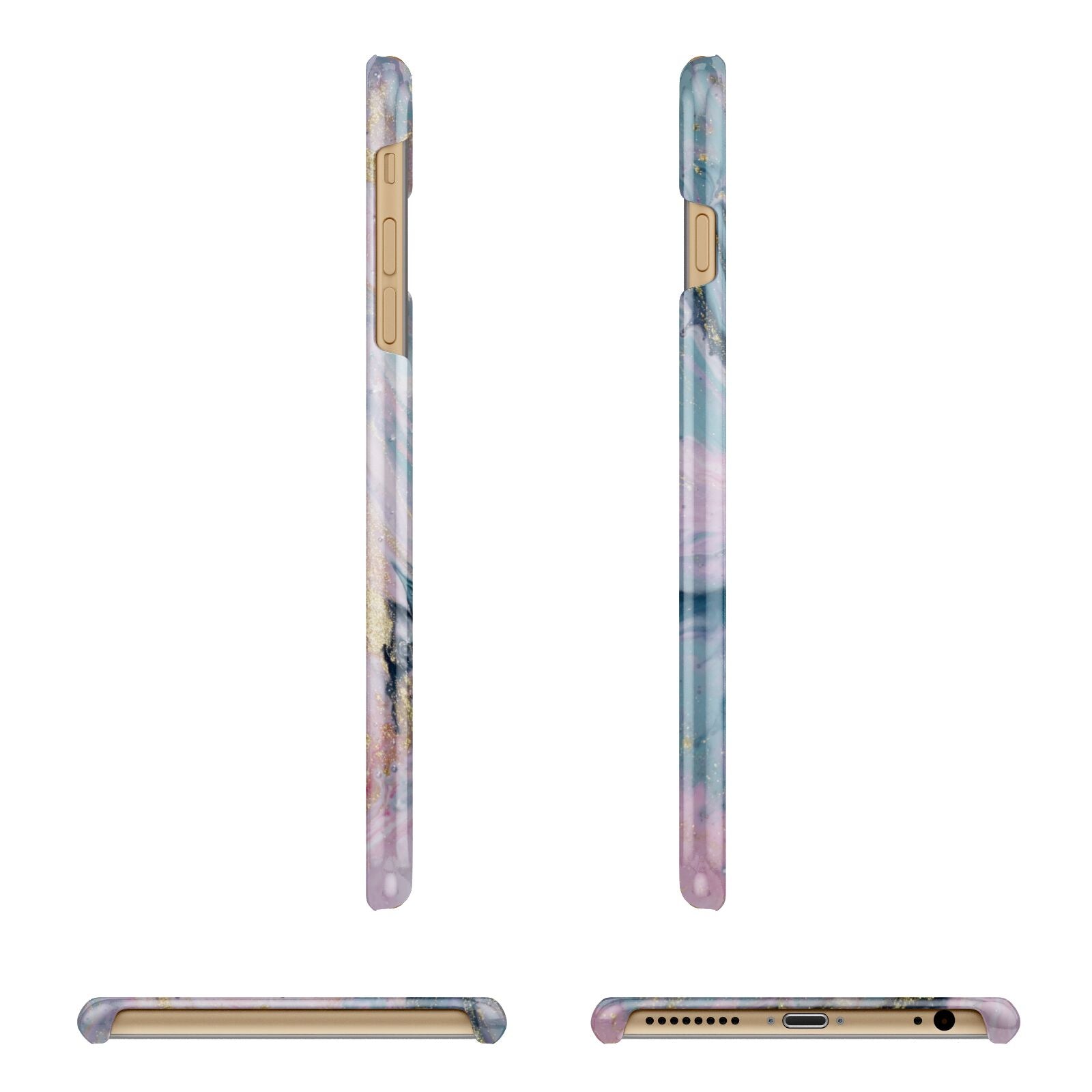 Custom Name Purple Gold Glitter Marble Apple iPhone 6 Plus 3D Wrap Snap Case Angled Images