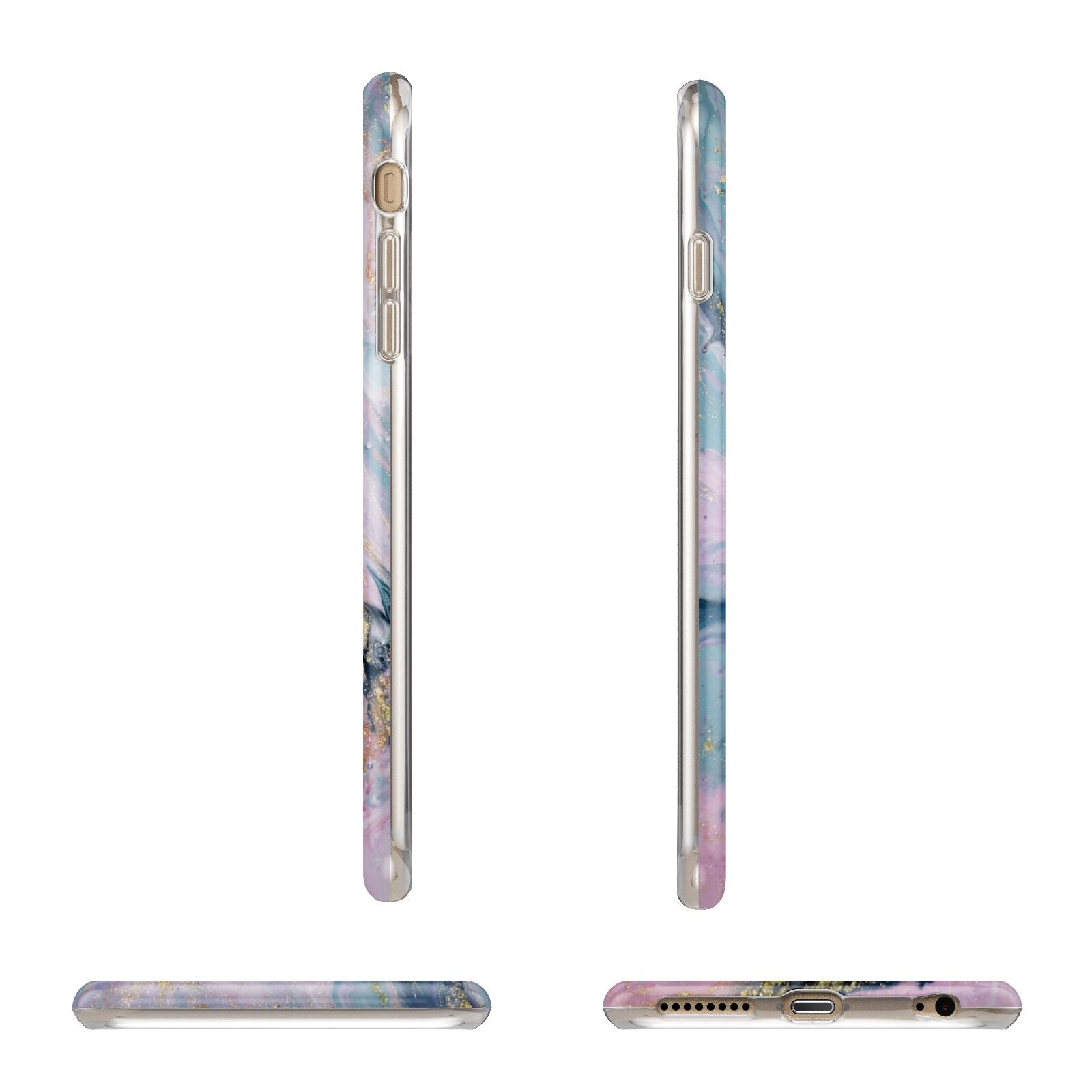 Custom Name Purple Gold Glitter Marble Apple iPhone 6 Plus 3D Wrap Tough Case Alternative Image Angles
