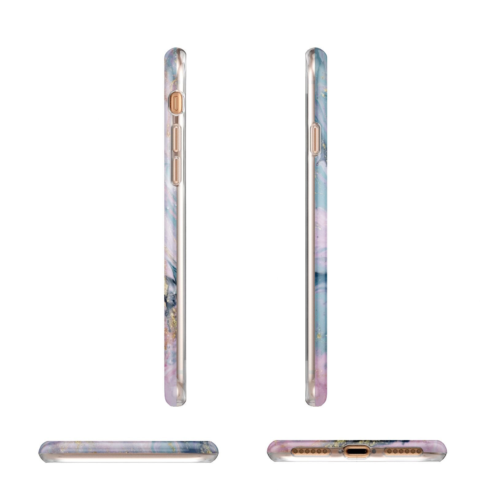 Custom Name Purple Gold Glitter Marble Apple iPhone 7 8 3D Wrap Tough Case Alternative Image Angles