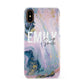Custom Name Purple Gold Glitter Marble Apple iPhone XS 3D Snap Case