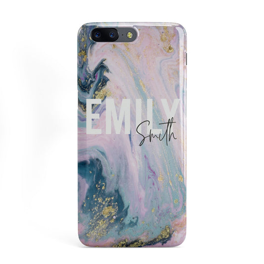 Custom Name Purple Gold Glitter Marble OnePlus Case