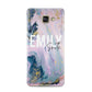 Custom Name Purple Gold Glitter Marble Samsung Galaxy A3 2016 Case on gold phone