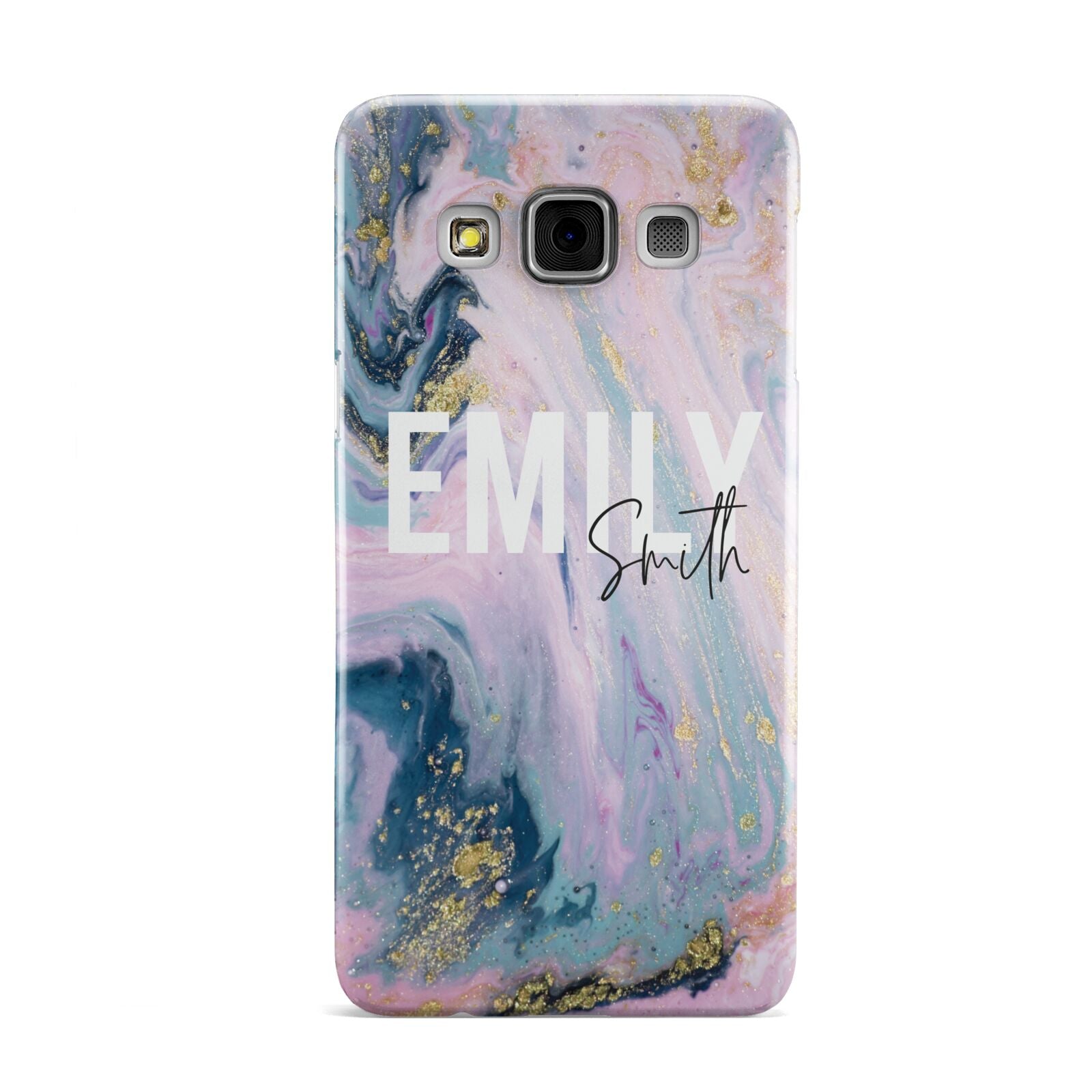 Custom Name Purple Gold Glitter Marble Samsung Galaxy A3 Case