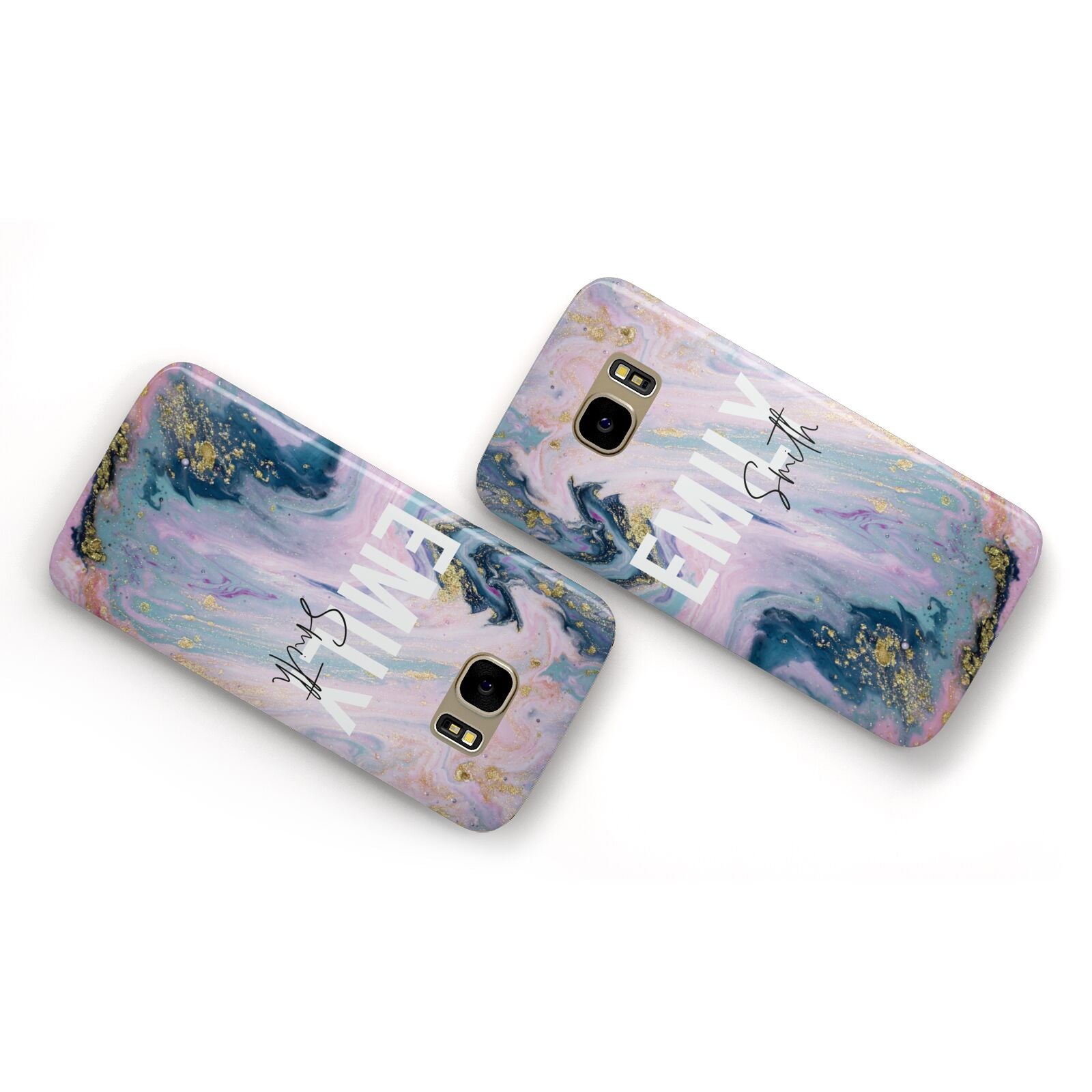 Custom Name Purple Gold Glitter Marble Samsung Galaxy Case Flat Overview
