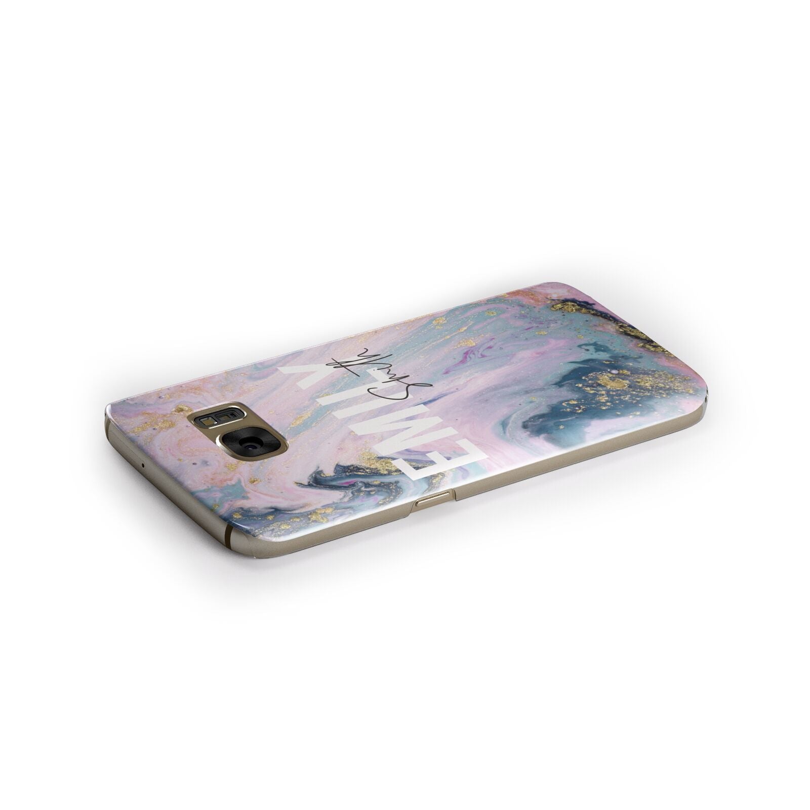 Custom Name Purple Gold Glitter Marble Samsung Galaxy Case Side Close Up