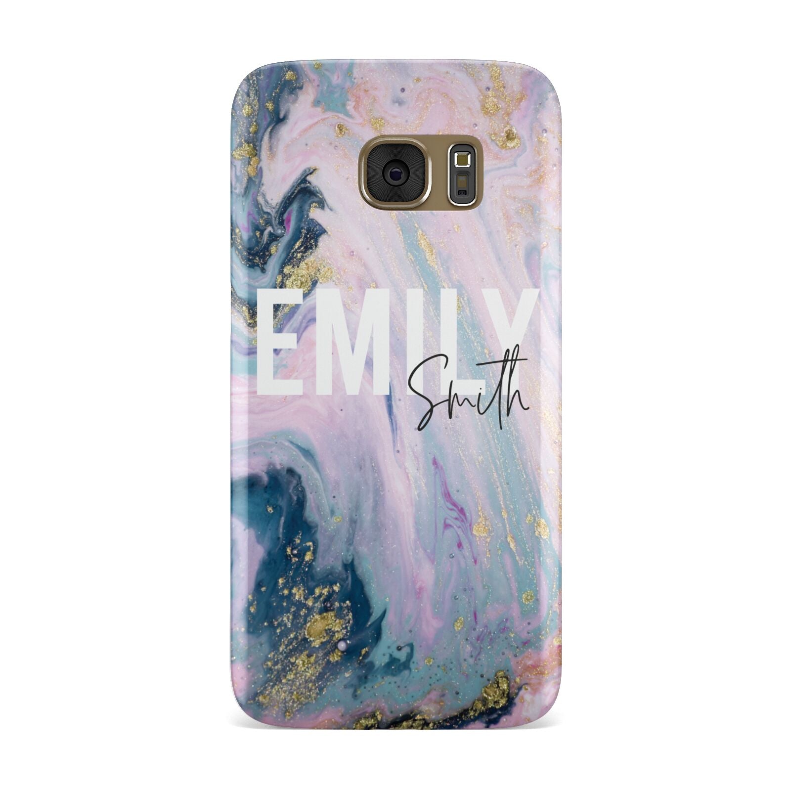 Custom Name Purple Gold Glitter Marble Samsung Galaxy Case