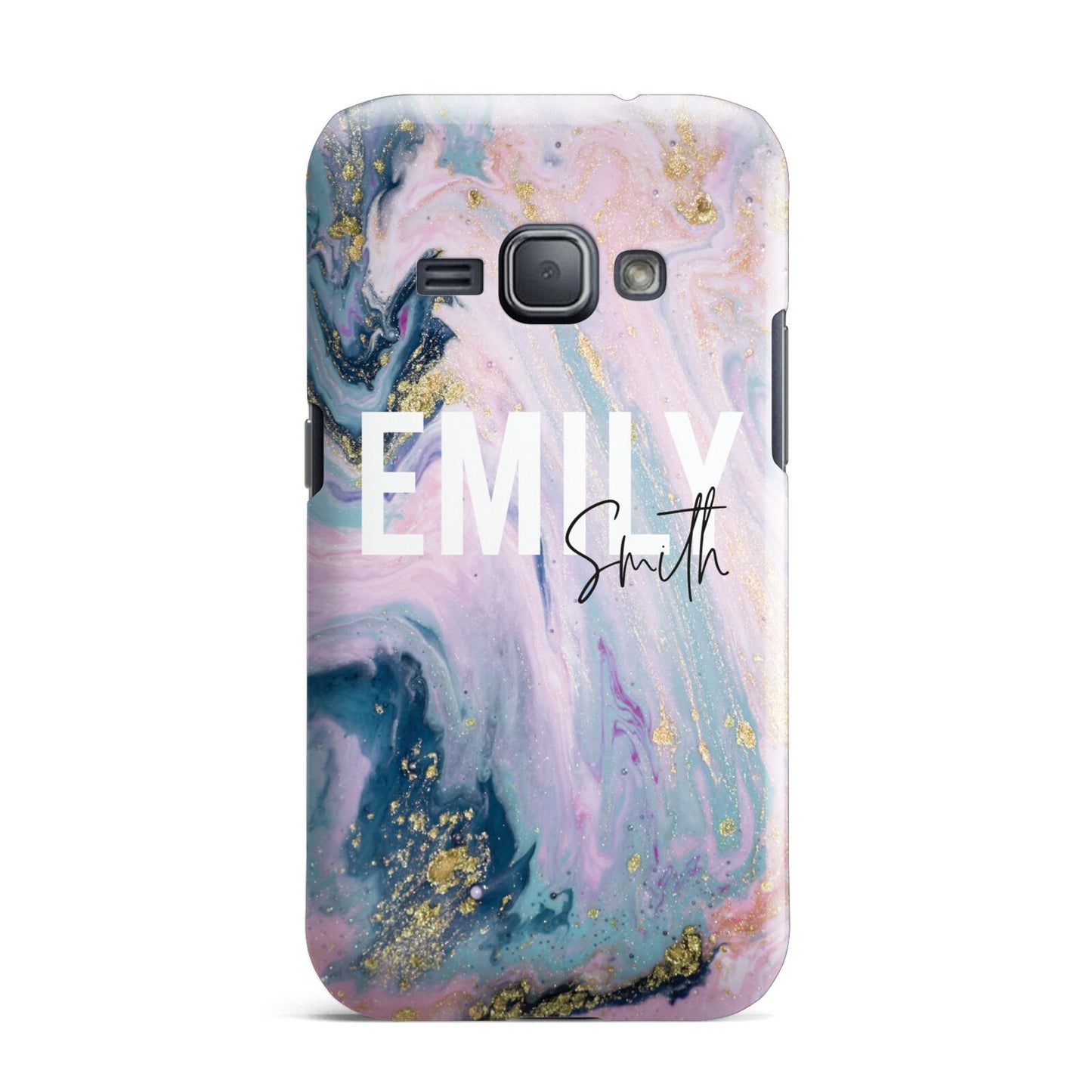 Custom Name Purple Gold Glitter Marble Samsung Galaxy J1 2016 Case