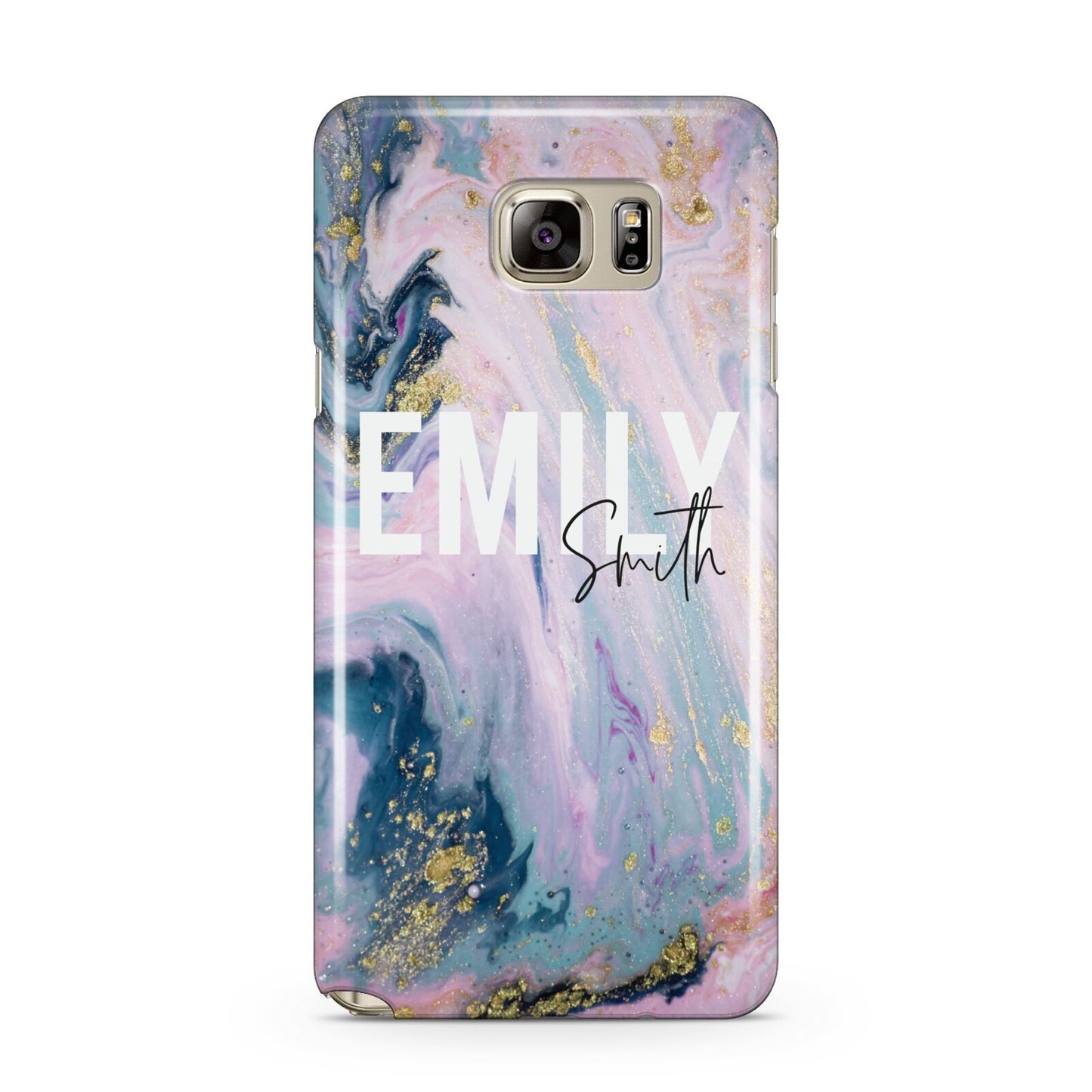 Custom Name Purple Gold Glitter Marble Samsung Galaxy Note 5 Case