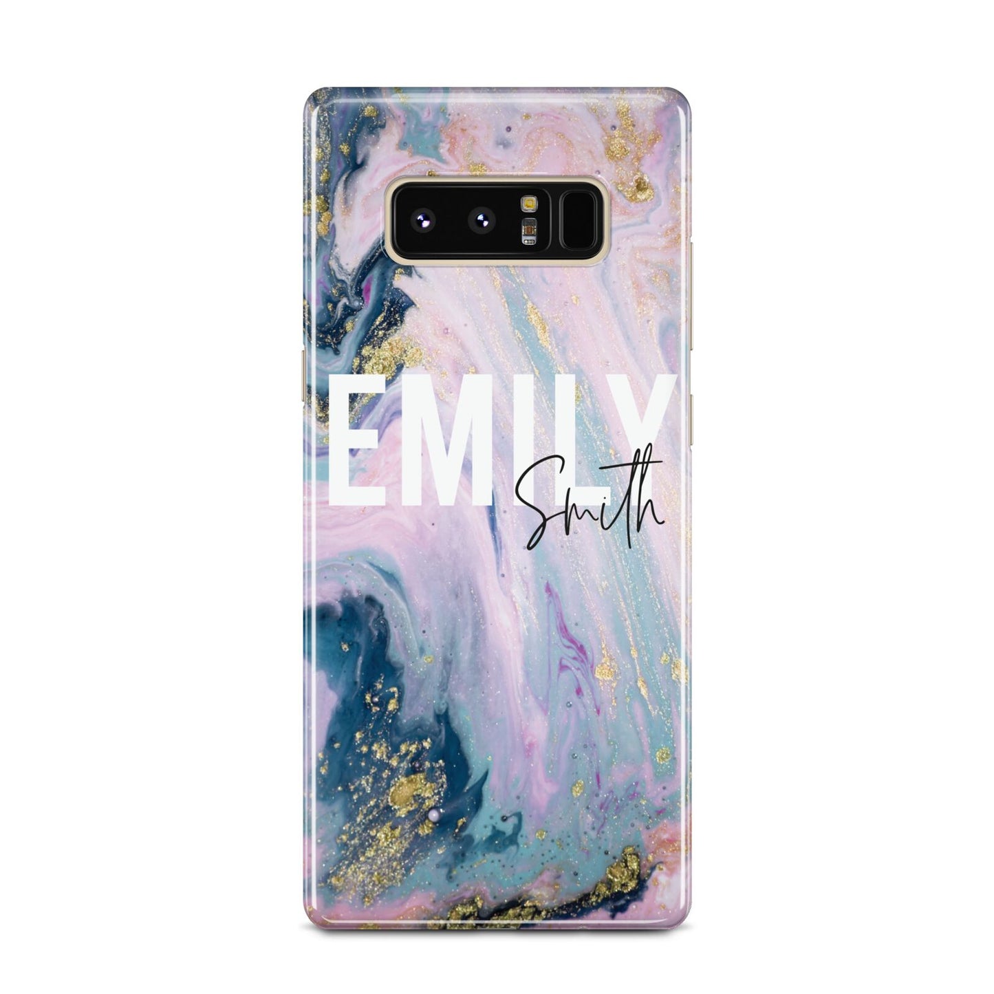 Custom Name Purple Gold Glitter Marble Samsung Galaxy Note 8 Case