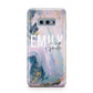 Custom Name Purple Gold Glitter Marble Samsung Galaxy S10E Case