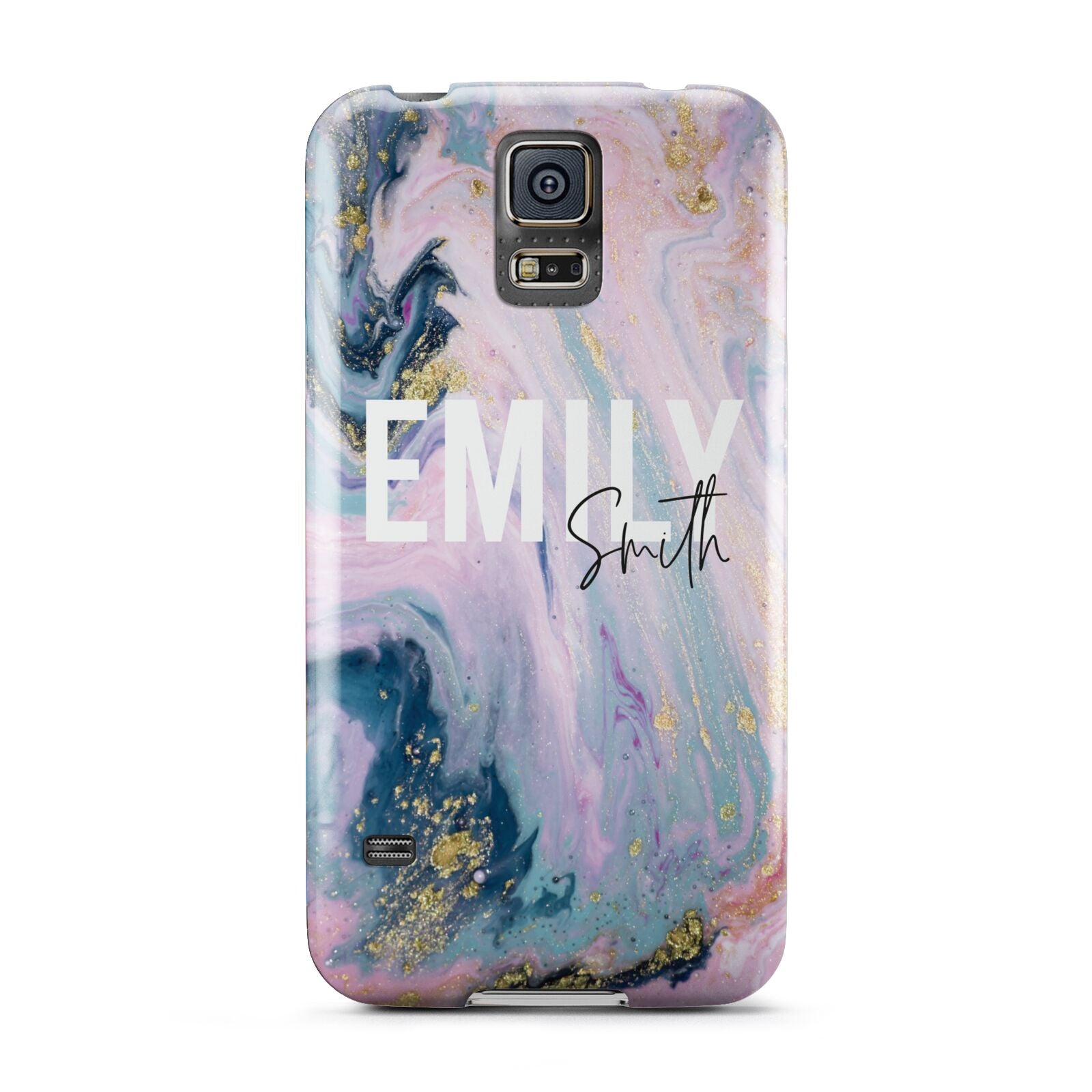 Custom Name Purple Gold Glitter Marble Samsung Galaxy S5 Case