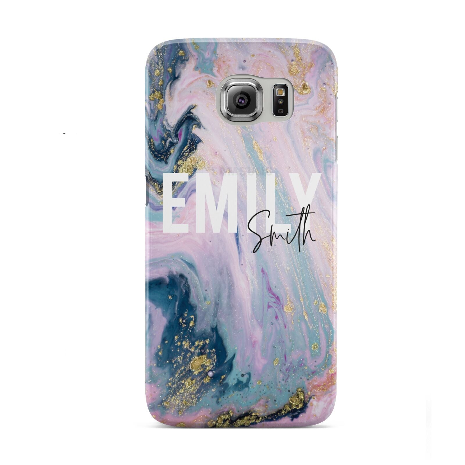 Custom Name Purple Gold Glitter Marble Samsung Galaxy S6 Case