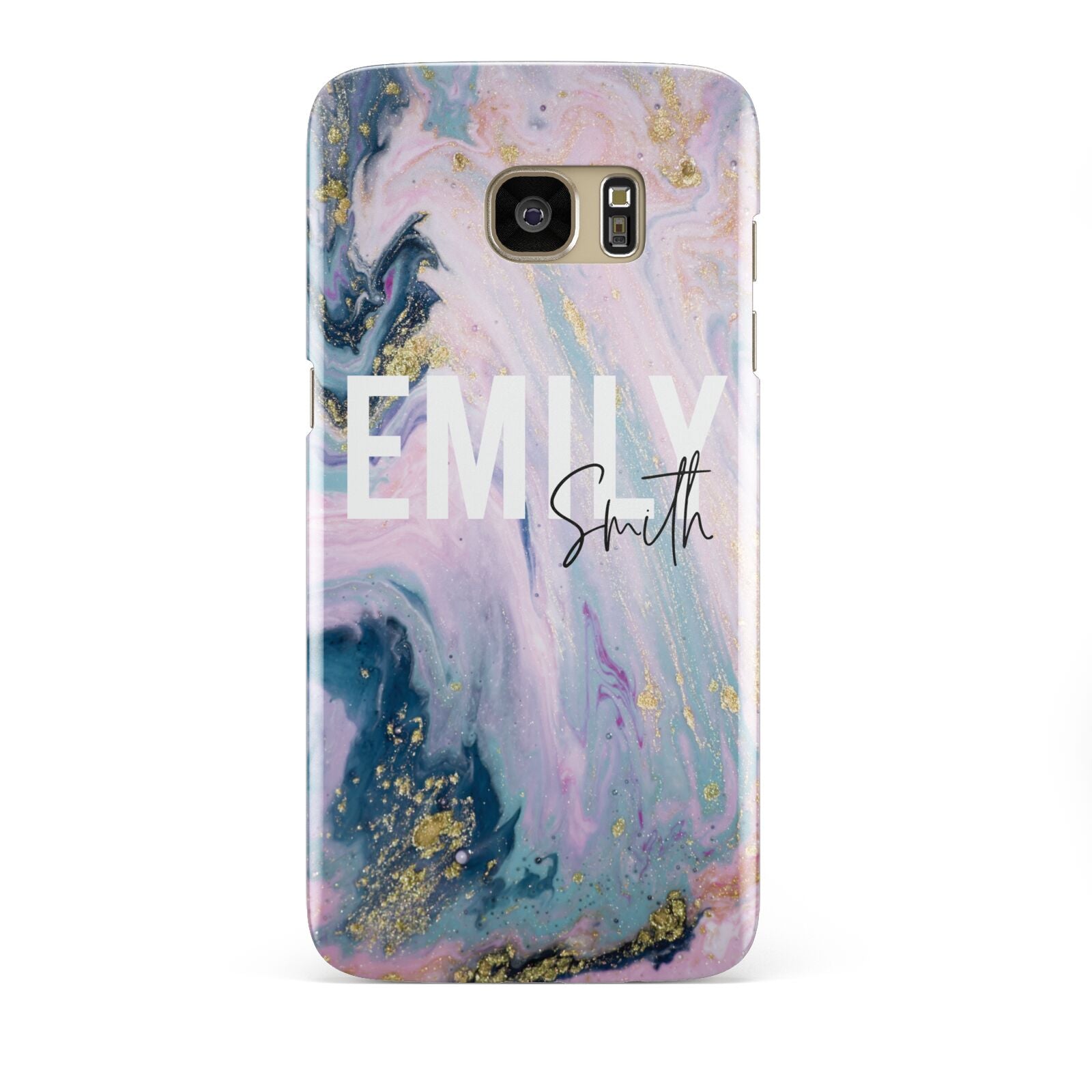 Custom Name Purple Gold Glitter Marble Samsung Galaxy S7 Edge Case
