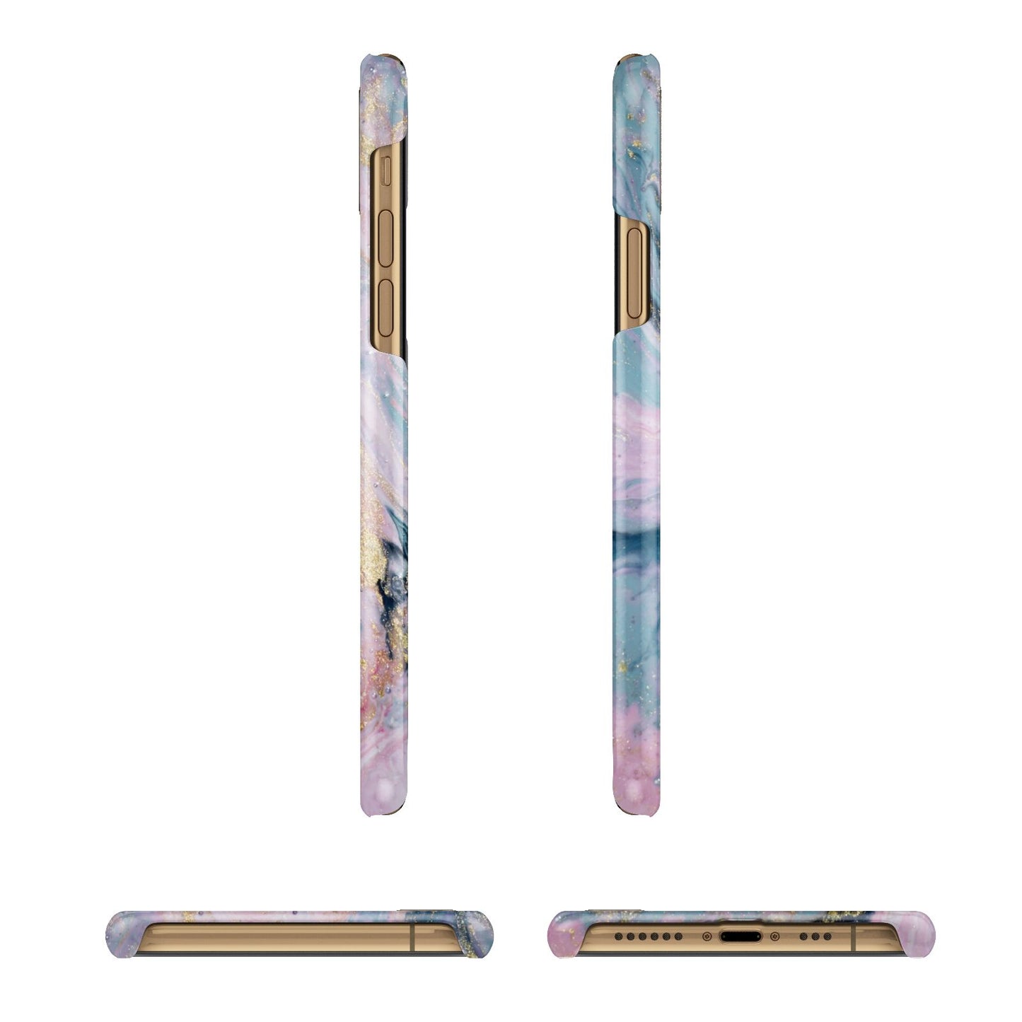 Custom Name Purple Gold Glitter Marble iPhone 11 3D Snap Case Angle Images