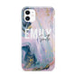 Custom Name Purple Gold Glitter Marble iPhone 11 3D Tough Case