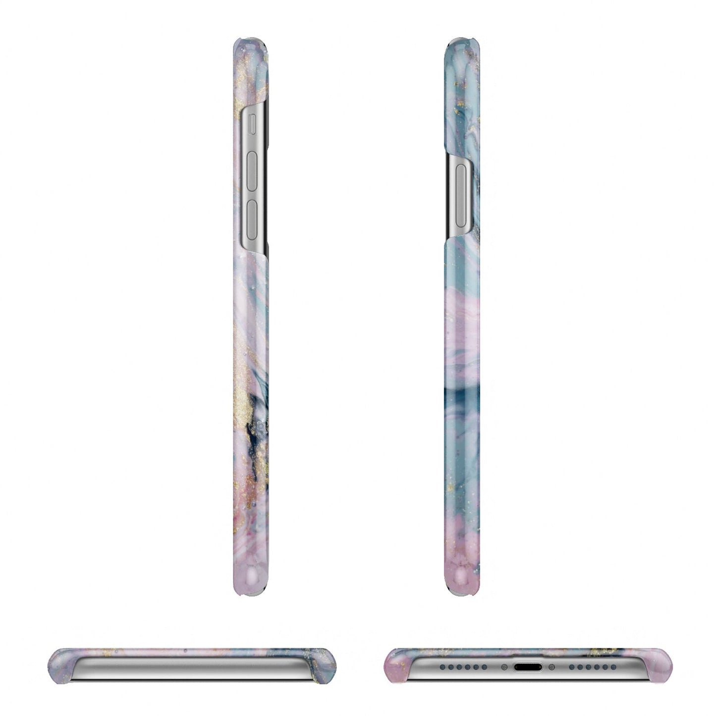 Custom Name Purple Gold Glitter Marble iPhone 11 Pro 3D Snap Case Angle Images