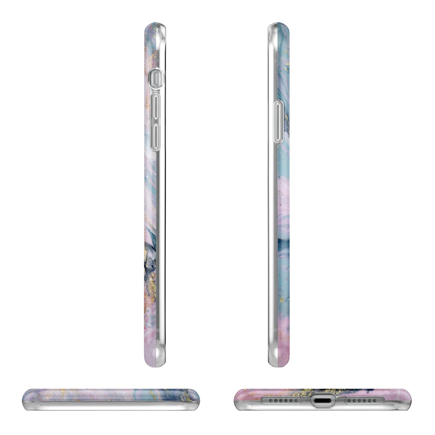 Custom Name Purple Gold Glitter Marble iPhone 11 Pro 3D Tough Case Angle Images