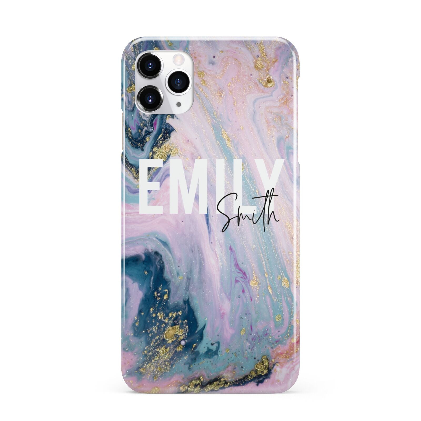 Custom Name Purple Gold Glitter Marble iPhone 11 Pro Max 3D Snap Case