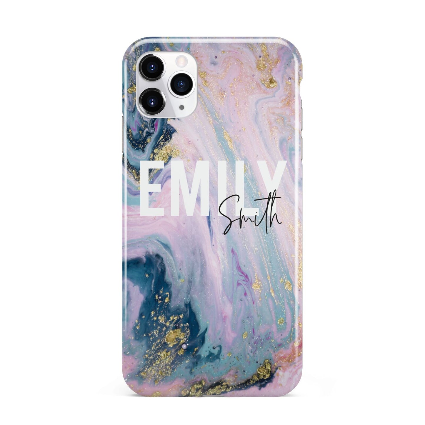 Custom Name Purple Gold Glitter Marble iPhone 11 Pro Max 3D Tough Case