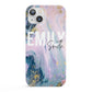 Custom Name Purple Gold Glitter Marble iPhone 13 Full Wrap 3D Snap Case