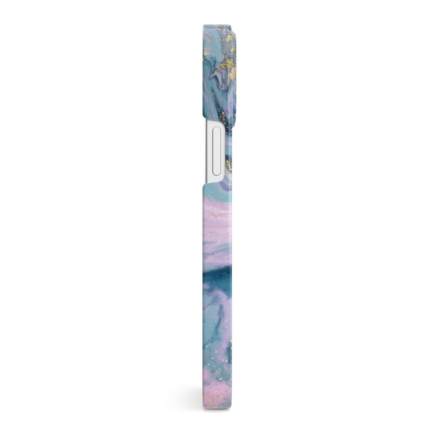Custom Name Purple Gold Glitter Marble iPhone 13 Mini Side Image 3D Snap Case